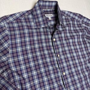 Peter Millar Mens Plaid Cotton/Cashmere Button Down‎ Shirt Purple Size M